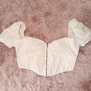 BEBE White Puff Sleeve Top